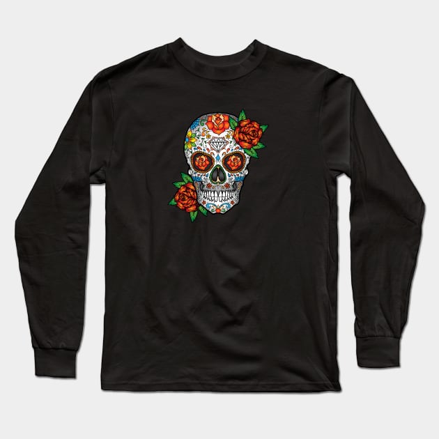 Mexican Skull Long Sleeve T-Shirt by TambuStore